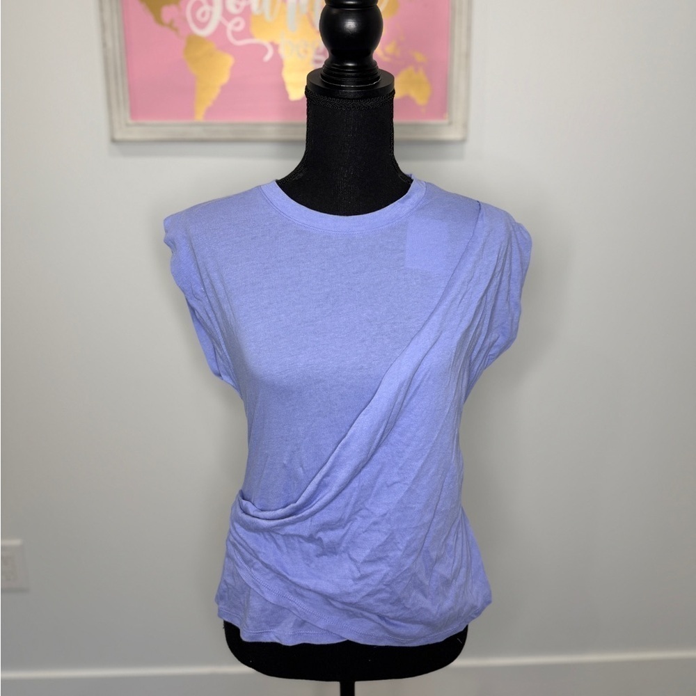 A new day Purple Sleeveless Faux Wrap Shirt (S)